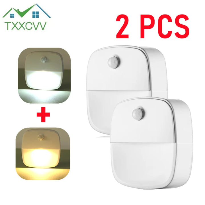 2Pcs Motion Sensor Light Wireless LED Night Lights AAA Battery Powered Bedroom Wall Staircase Closet Aisle Body Induction lights - SellerPool