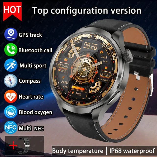 For HUAWEI Outdoor Sports Smart Watch Men 1.85" AMOLED Screen NFC GPS Compass Heart rate Waterproof Bluetooth Call SmartWatch - SellerPool