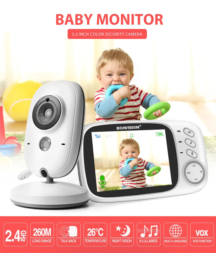 VB603 Video Baby Monitor 2.4G Wireless With 3.2 Inches LCD 2 Way Audio Talk Night Vision Surveillance Security Camera Babysitter - SellerPool