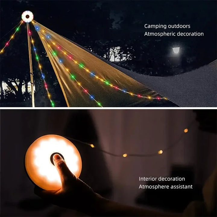 LED Camping Lamp Strip Atmosphere 10M Length Waterproof Recyclable Light Belt Outdoor Garden Decoration Lamp for Tent Room - SellerPool