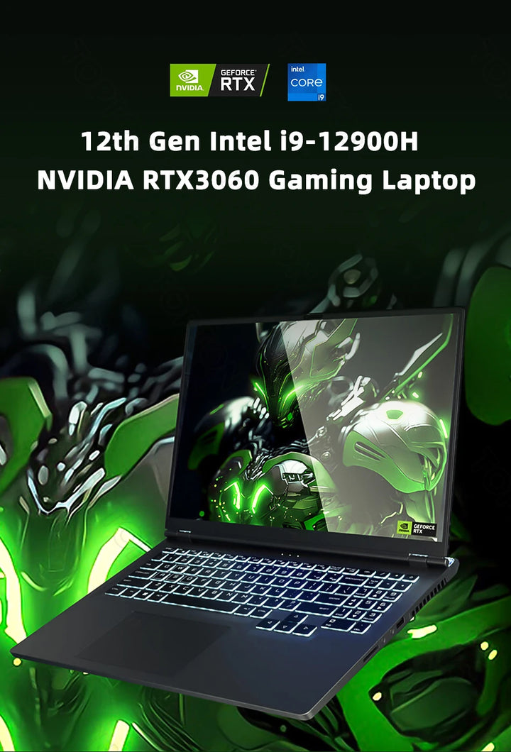 Gaming Laptop 16" IPS FHD Display Intel Core i9 12900H i7-12700H GeForce RTX 3060 GDDR6 6GB 64GB DDR4 1TB SSD Windows 11 Pro - SellerPool