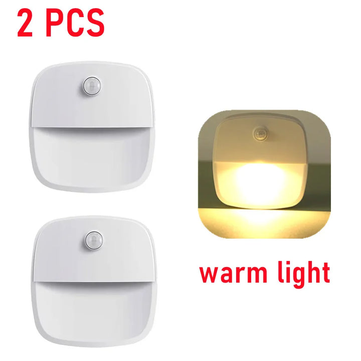 2Pcs Motion Sensor Light Wireless LED Night Lights AAA Battery Powered Bedroom Wall Staircase Closet Aisle Body Induction lights - SellerPool